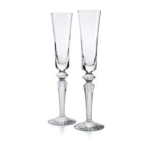 Elegant Baccarat Crystal Champagne Flutes Set of 2